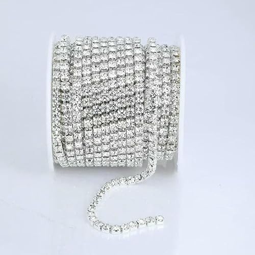 SS6-SS18 Kristall-Strass-Cup-Kette zum Aufnähen auf Glas-Strassbesatz, zum Aufkleben auf bunte Cup-Kette für Heimwerker-Splitterkristall-SS18-4,4,0 mm-10-Yards-Rolle von QOVBD