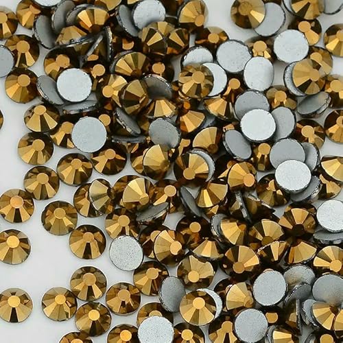 SS6-SS20 1440 Stück Top-Glaskristall-Strasssteine ohne Hotfix, flache Rückseite, Glitzersteine, Nagelkunst-Dekorationen, DIY-Zubehör, Aurum, SS8 (2,3–2,5 mm), 1440 S von QOVBD