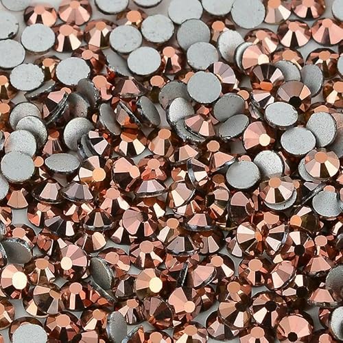 SS6-SS20 1440 Stück Top-Glaskristall-Strasssteine ohne Hotfix, flache Rückseite, Glitzersteine, Nagelkunst-Dekorationen, DIY-Zubehör, Roségold, SS16 (3,8–4,0 mm), 14 von QOVBD