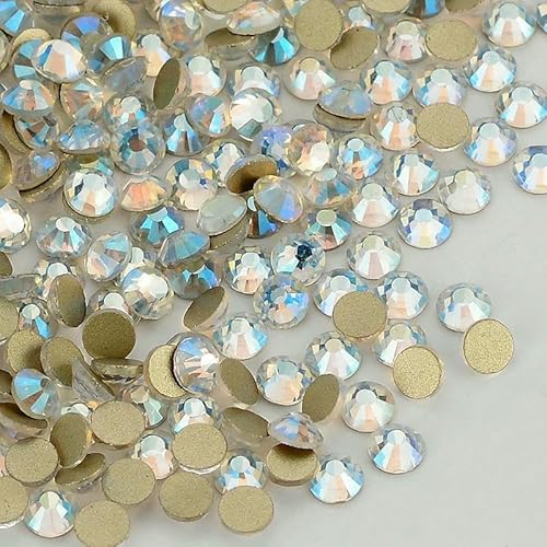 SS6-SS20 1440 Stück Top-Glaskristall-Strasssteine ohne Hotfix, flache Rückseite, Glitzersteine, Nagelkunst-Dekorationen, DIY-Zubehör – Blaues Mondlicht – SS6 (1,9–2,0 mm) – 1440 Stück von QOVBD