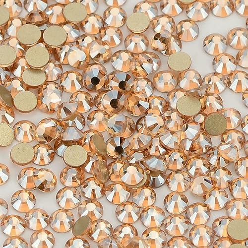 SS6-SS20 1440 Stück Top-Glaskristall-Strasssteine ohne Hotfix, flache Rückseite, Glitzersteine, Nagelkunst-Dekorationen, DIY-Zubehör – Golden Shadow – SS10 (2,7–2,9 mm) – 1440 Stück von QOVBD