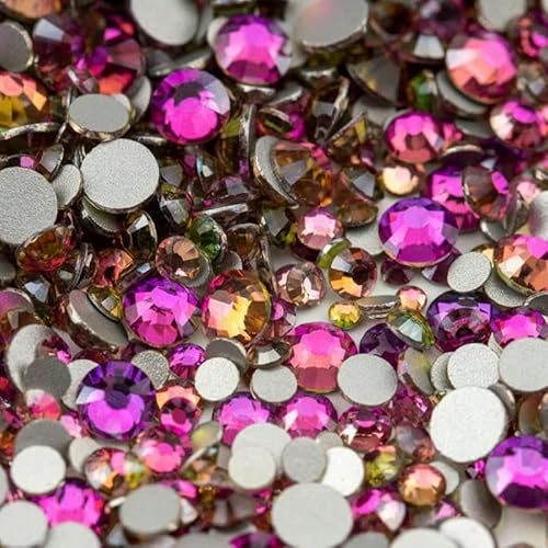 SS6-SS20 Glas-Strasssteine, Kristalle, flache Rückseite, Glitzersteine, Nagelkunst-Zubehör, DIY-Dekoration, Rose Fire, gemischte Größe (20 g) von QOVBD