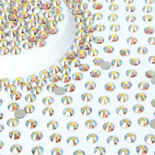 SS6-SS20 Glitzerglas, runde Strasssteine, verschiedene Größen, Nagelkunst, flache Basis, Kristall, keine Hotfix-Edelsteine für Kleidungszubehör, Geisterlicht, SS6, 14 von QOVBD