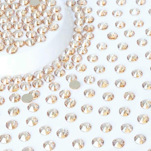 SS6-SS20 Glitzerglas, runde Strasssteine in verschiedenen Größen, Nailart, flache Basis, Kristall, keine Hotfix-Edelsteine für Kleidungszubehör, Golden Shadow, SS10, SS6-SS20 Glitzerglas, runde Strasssteine in verschiedenen Größen, Nailart, flache Basis, Kristall, keine Hotfix-Edelsteine für Kleidungszubehör, Golden Shadow, SS10, von QOVBD