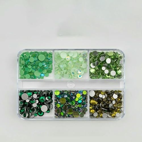 SS6-SS20 Mix-Größe 6-Gitter-Box Glas-Strasssteine, Kristall, flache Rückseite, Glitzersteine für Nagelkunst, Zubehör, DIY, Basteln, Dekoration, DC-15, Mix-Größe (Box) von QOVBD