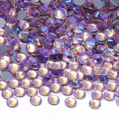 SS6-SS30 Mehrfarbige Glaskristall-AB-Strasssteine, Hotfix-Flatback-Aufbügelsteine für Hochzeitskleider und Kleidungsdekoration, Hellrosa AB, SS12, 1440 Stück von QOVBD