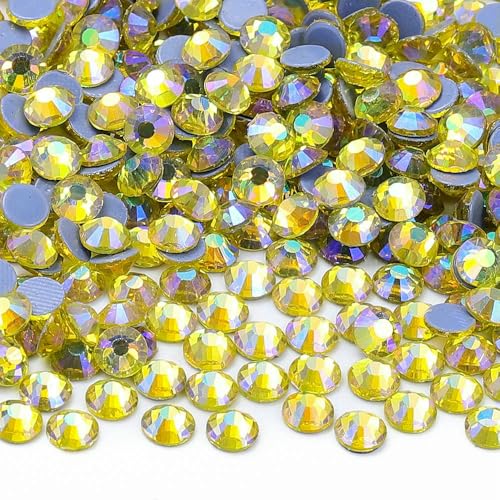 SS6-SS30 Mehrfarbige Glaskristall-AB-Strasssteine, Hotfix-Flatback-Aufbügelsteine für Hochzeitskleider und Kleidungsdekoration - Citrin AB-SS12-1440 Stück von QOVBD