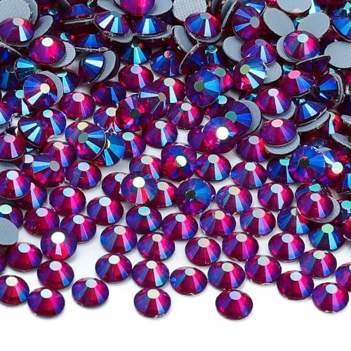 SS6-SS30 Mehrfarbige Glaskristall-AB-Strasssteine, Hotfix-Flatback-Aufbügelsteine für Hochzeitskleider und Kleidungsdekoration - Dark Siam AB-SS20-1440 Stück von QOVBD