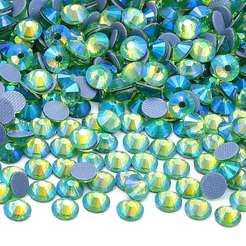 SS6-SS30 Mehrfarbige Glaskristall-AB-Strasssteine, Hotfix-Flatback-Aufbügelsteine für Hochzeitskleider und Kleidungsdekoration - Peridot AB-SS30-288 Stück von QOVBD