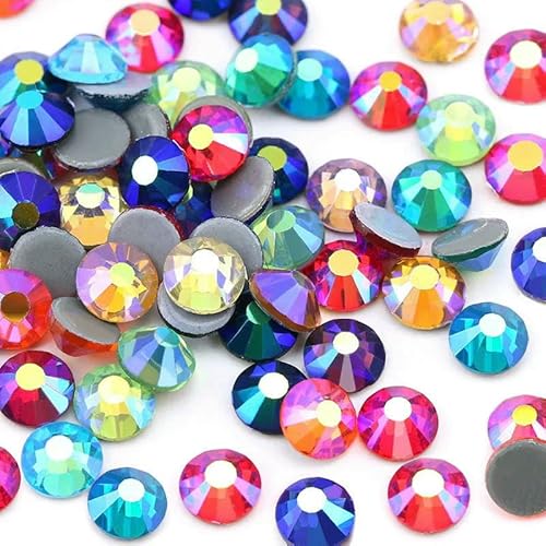 SS6-SS30 Mehrfarbiger Crystal AB Hot Fix Strass Kristall Super Glitter Strass Aufbügel-Strasssteine für Nailart Stoff Kleidung - Farbenmix AB-SS20-1440 Stück SS6-SS30 Mehrfarbiger Crystal AB Hot Fix Strass Kristall Super Glitter Strass Aufbügel-Strasssteine für Nailart Stoff Kleidung - Farbenmix AB-SS20-1440 Stück von QOVBD