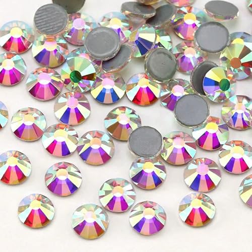 SS6-SS30 Mehrfarbiger Crystal AB Hot Fix Strass Kristall Super Glitter Strass Aufbügel-Strasssteine für Nailart Stoffbekleidung-Crystal AB-SS16-1440 Stück von QOVBD