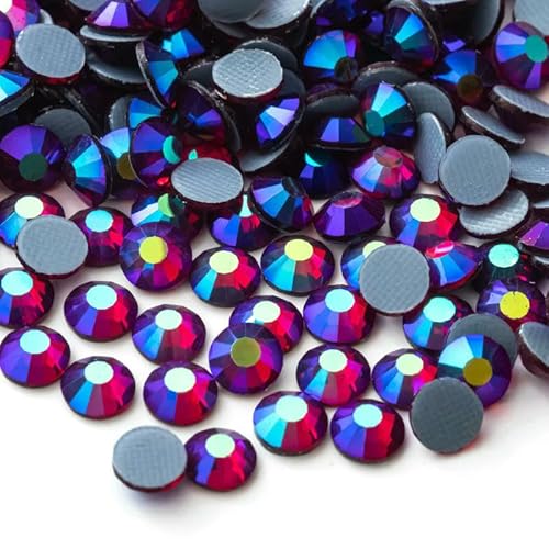 SS6-SS30 Mehrfarbiger Crystal AB Hot Fix Strass Kristall Super Glitter Strass Aufbügel-Strasssteine für Nailart Stoffbekleidung-Siam AB-SS6-SS30 Mix 1200 Stück von QOVBD