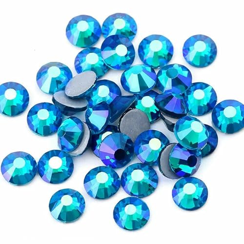 SS6-SS30 Mehrfarbiger Crystal AB Hot Fix Strass Kristall Super Glitter Strass zum Aufbügeln für Nailart Stoffbekleidung - Malachitblau AB-SS20-1440 Stück von QOVBD