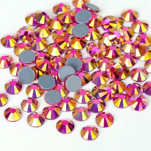 SS6-SS30 Mehrfarbiger Crystal AB Hot Fix Strass Kristall Super Glitter Strass zum Aufbügeln für Nailart Stoffbekleidung - Pfirsich AB-SS20-1440 Stück SS6-SS30 Mehrfarbiger Crystal AB Hot Fix Strass Kristall Super Glitter Strass zum Aufbügeln für Nailart Stoffbekleidung - Pfirsich AB-SS20-1440 Stück von QOVBD