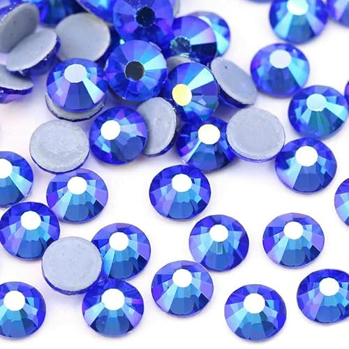 SS6-SS30 Mehrfarbiger Crystal AB Hot Fix Strass Kristall Super Glitter Strass zum Aufbügeln für Nailart Stoffbekleidung - Saphir AB-SS30-288 Stück von QOVBD