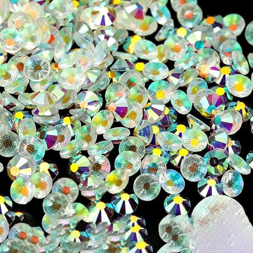 SS6-SS30 Mehrfarbiger Crystal AB Hot Fix Strass Kristall Super Glitter Strass zum Aufbügeln für Nailart Stoffbekleidung-Transparent AB-SS6-SS30 Mix 1200 Stück von QOVBD