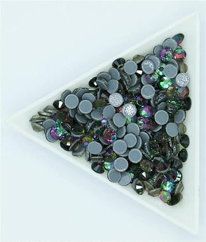 SS6-SS30 Neueste Crystal AB Better Hot Fix Strasssteine, Glas-Strass-Hotfix-Aufbügel-Strasssteine zum Nähen und für Stoffdekorationen-Grüner Vulkan-ss10 1440 Stück von QOVBD