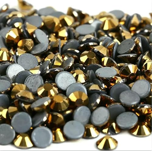 SS6-SS30 Neueste Crystal AB Better Hot Fix Strasssteine, Glas-Strass-Hotfix-Strasssteine zum Aufbügeln, Nähen und Stoffdekorationen - Gold-Hämatit - Größenmix, 10 Gramm von QOVBD