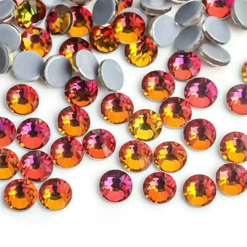 SS6-SS30 Neueste Crystal AB Better Hot Fix Strasssteine, Glas-Strass-Hotfix-Strasssteine zum Aufbügeln, Nähen und Stoffdekorationen-Siam Rainbow-ss10 1440 Stück von QOVBD