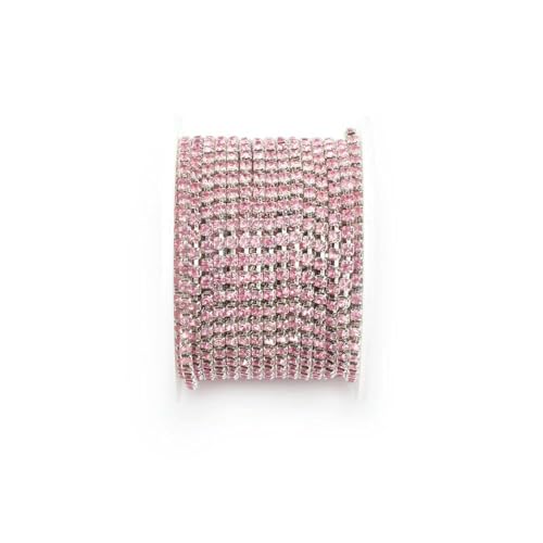 Silberfarbene Basisfarbe SS6-SS18 Kristall-Strasskette zum Aufnähen und Aufkleben, Cup-Kette für Kleidung, DIY-Kettenzubehör – Silberbasis, Hellrosa, SS14, 3,5 mm, 9,1 m – Rolle Silberfarbene Basisfarbe SS6-SS18 Kristall-Strasskette zum Aufnähen und Aufkleben, Cup-Kette für Kleidung, DIY-Kettenzubehör – Silberbasis, Hellrosa, SS14, 3,5 mm, 9,1 m – Rolle von QOVBD