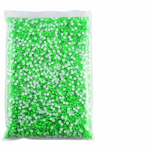 Strasssteine, 14400 Stück, Großhandel in Großpackungen, SS3–SS20, flache Rückseite, nicht Hotfix-Strasssteine, Glitzerkristall für Nägel, Neongrün, SS16, 14400 Stück von QOVBD