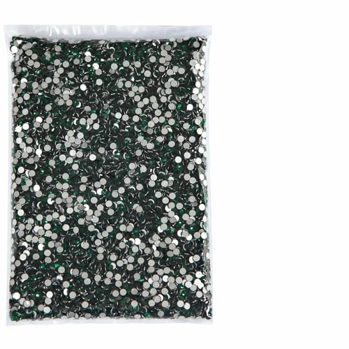 Strasssteine, 14400 Stück, Großhandel in Großpackungen, SS3–SS20, flache Rückseite, nicht Hotfix-Strasssteine, Glitzerkristall für Nägel, Smaragdgrün, SS4, 14400 Stück von QOVBD