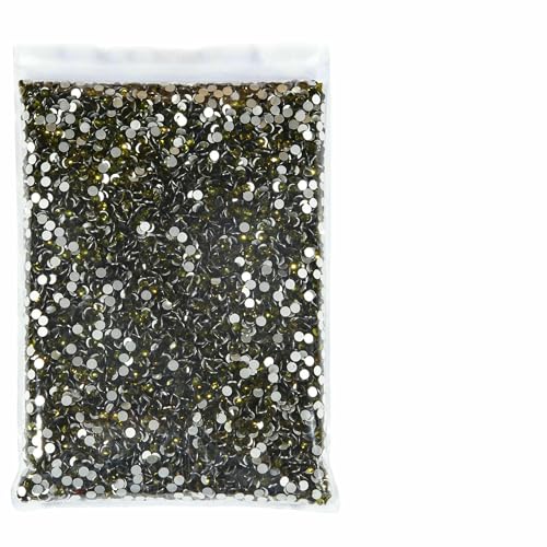 Strasssteine, 14400 Stück, Großhandel in Großpackungen, SS3–SS20, flache Rückseite, nicht Hotfix-Strasssteine, Glitzerkristalle für Nägel, Olivgrün, SS8, 14400 Stück von QOVBD