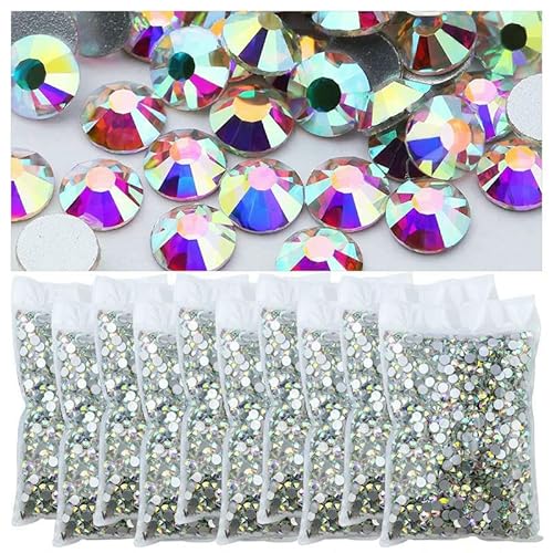 Strasssteine für Kleidung, DIY, flache Rückseite, Diamant-Nagel-Strasssteine, Dekorationen, Kristalle, AB, Glitzer, Gesichtskunst, Stein, Kristall AB-SS4 x 10 Beutel Strasssteine für Kleidung, DIY, flache Rückseite, Diamant-Nagel-Strasssteine, Dekorationen, Kristalle, AB, Glitzer, Gesichtskunst, Stein, Kristall AB-SS4 x 10 Beutel von QOVBD