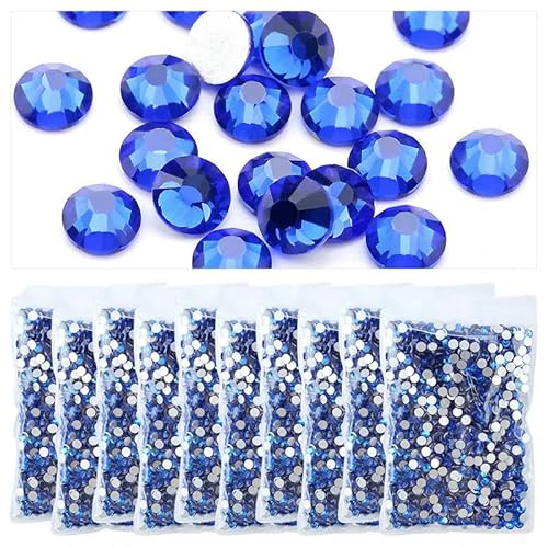 Strasssteine für Kleidung, DIY, flache Rückseite, Diamant-Nagel-Strasssteine, Dekorationen, Kristalle, AB, Glitzer, Gesichtskunst, Stein, Saphir, SS6 x 10 Beutel von QOVBD