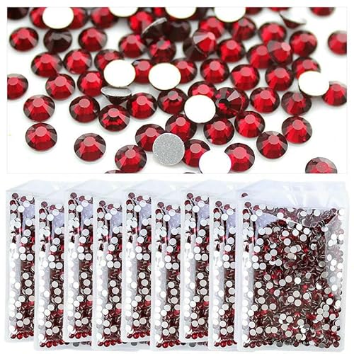 Strasssteine für Kleidung, DIY, flache Rückseite, Diamant-Nagel-Strasssteine, Dekorationen, Kristalle, AB, Glitzer, Gesichtskunst, Stein-Siam-Mix (SS6-20), 10 Beutel von QOVBD