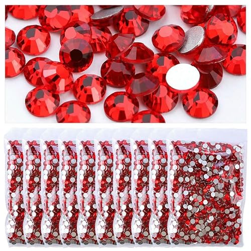 Strasssteine für Kleidung, DIY, flache Rückseite, Diamant-Nagel-Strasssteine, Dekorationen, Kristalle, AB-Glitzer, Gesichtskunst, Stein-Hell-Siam-Mix (SS6-20), 10 Beu von QOVBD