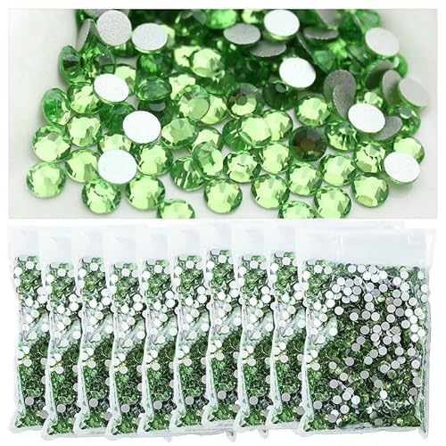 Strasssteine für Kleidung, DIY, flache Rückseite, Diamant-Nagel-Strasssteine, Dekorationen, Kristalle, AB-Glitzer, Gesichtskunststein, Hellgrün, SS5 x 10 Beutel von QOVBD
