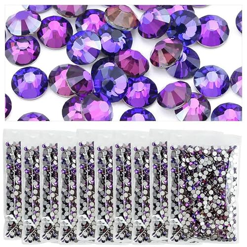 Strasssteine für Kleidung, DIY, flache Rückseite, Diamant-Nagel-Strasssteine, Kristalle, AB-Glitzer, Gesichtskunst, Stein, Violett, SS20 x 10 Beutel Strasssteine für Kleidung, DIY, flache Rückseite, Diamant-Nagel-Strasssteine, Kristalle, AB-Glitzer, Gesichtskunst, Stein, Violett, SS20 x 10 Beutel von QOVBD