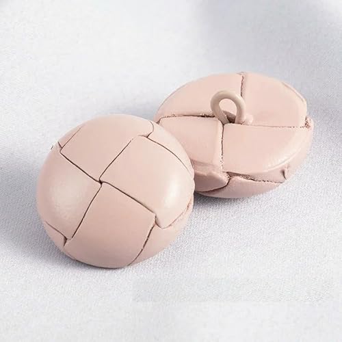 Stück 18/23/25 mm farbiger Lederknopf Mantel Windbreaker Retro Knöpfe gewebtes Leder dekorative Knopf Zubehör B009-hellrosa-25 mm 4 Stück von QOVBD