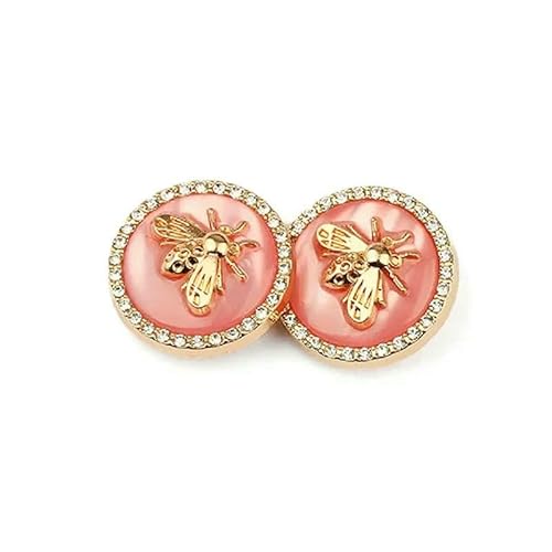 Stück modische Bienenknöpfe, süße 3D-Biene, 18 mm/23,0 mm, runde Metallknöpfe mit Schaft, Blusen-/Pullover-Zubehör, Pink, 23,0 mm von QOVBD