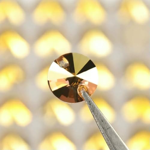 Sunshine Gold Strasssteine zum Aufnähen, runde Glasperlen, Kristall-Strasssteine, Dekorationsapplikationen für Hochzeitskleider, Kleidung, Sunshine Gold, 12 mm, 28 Stück von QOVBD
