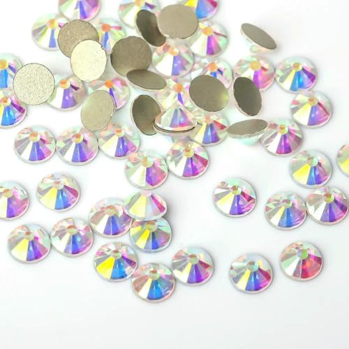 Super-Glitzer-Kristall-AB-Strasssteine SS3–SS50, nicht Hotfix, flache Rückseite, Strasssteine für Stoff, Kleidungsstücke, Nagelkunst, Strass-Dekorationen, F0175-Gold von QOVBD