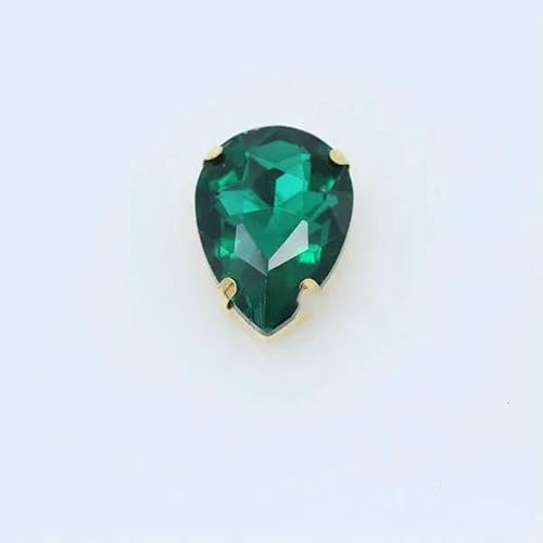 Tropfenförmiger 24-farbiger Kristallglas-Nähstein zum Aufnähen von Strasssteinen, 4-Loch-Perlen, Goldbasisknopf für Kleidungshandwerk, Erinite, 9p, 18 x 25 mm von QOVBD