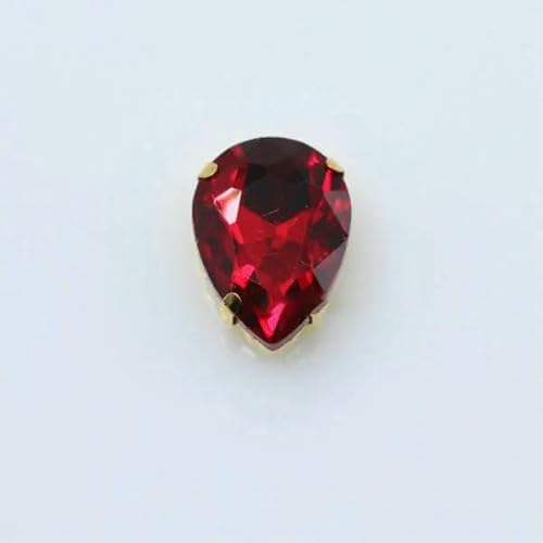 Tropfenförmiger 24-farbiger Kristallglas-Nähstein zum Aufnähen von Strasssteinen, 4-Loch-Perlen, Goldbasisknopf für Kleidungshandwerk, siam, 20 Stück, 8 x 13,0 mm von QOVBD