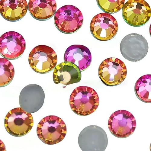 Vulkan-Hotfix-Strasssteine mit flacher Rückseite, Kristalle, Strasssteine zum Hotfixieren auf Stoff, Kleidung, Kleidersäcken, DIY-Glitzer-Applikationsdekoren – Regen von QOVBD