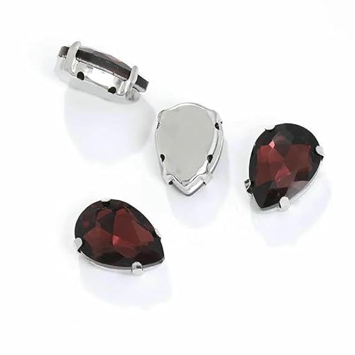 Wassertropfen-Klauen-Strass-Nähnadeln für DIY-Taschenstickerei, Bastelzubehör, Edelstahlbasis, Handnähwerkzeuge-SDZZ001-1-13 x 18 mm-10 Stück von QOVBD