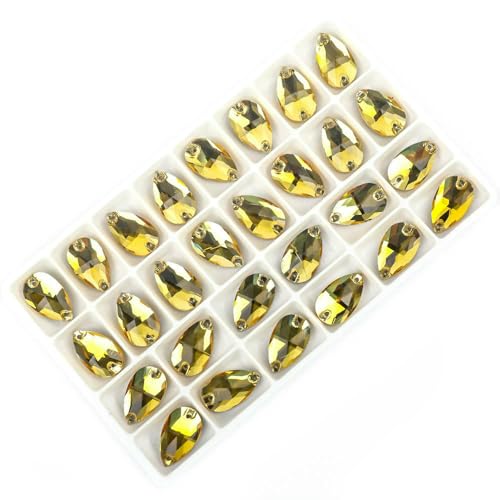 Wassertropfen-Nähkristall mit flachem Boden, Strassstein aus Glas zum Aufnähen auf Kleidungsschmuck aus Stein, Goldgelb, 10 x 14,0 mm, 36 Stück Wassertropfen-Nähkristall mit flachem Boden, Strassstein aus Glas zum Aufnähen auf Kleidungsschmuck aus Stein, Goldgelb, 10 x 14,0 mm, 36 Stück von QOVBD