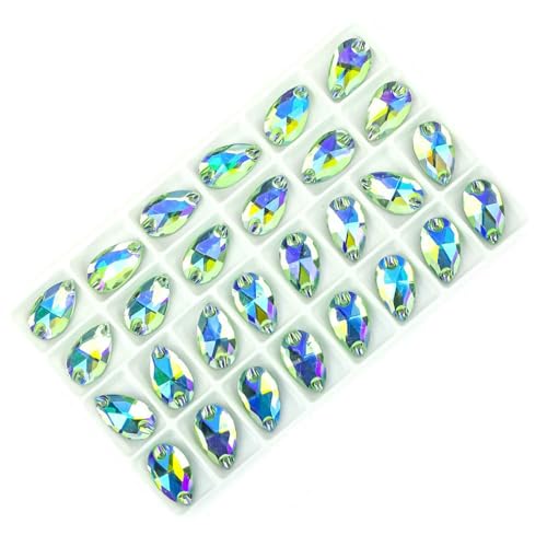 Wassertropfen-Nähkristall mit flachem Boden, Strassstein aus Glas zum Aufnähen auf Kleidungsstein, Schmuck – Helles Peridot AB – 17 x 28 mm, 12 Stück Wassertropfen-Nähkristall mit flachem Boden, Strassstein aus Glas zum Aufnähen auf Kleidungsstein, Schmuck – Helles Peridot AB – 17 x 28 mm, 12 Stück von QOVBD