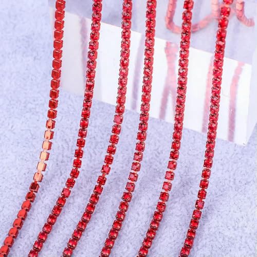 Yard/5 Yards Kristall-Strasssteine, Tassenkette, Gold-Diamant-Strass, dekorative Applikationen für Kleider, Lt. Siam-SS8 (2,5 mm) - 5 Yards von QOVBD