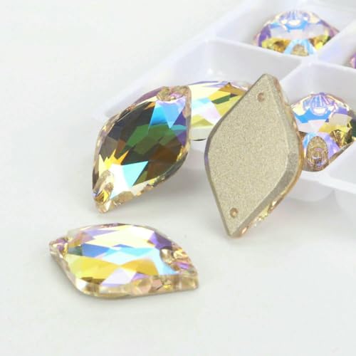 Zitronenglas, Siamblau, Kristall AB, Mondlicht, Nähsteine, flache Rückseite, zum Aufnähen, Strasssteine für Kleidungsstücke, Taschen, Art-001PS Paradise Shine, 24 Stück, 12 mm, 18 mm, Sonstiges von QOVBD