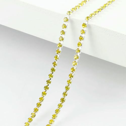 m/Los, 23 Farben, transparente Strasskette, 2/2,5/2,8/3,0 mm, für Heimwerker, Basteln, Nähen, Kleidungszubehör, Gelb, Stil 1, Breite 2 mm m/Los, 23 Farben, transparente Strasskette, 2/2,5/2,8/3,0 mm, für Heimwerker, Basteln, Nähen, Kleidungszubehör, Gelb, Stil 1, Breite 2 mm von QOVBD