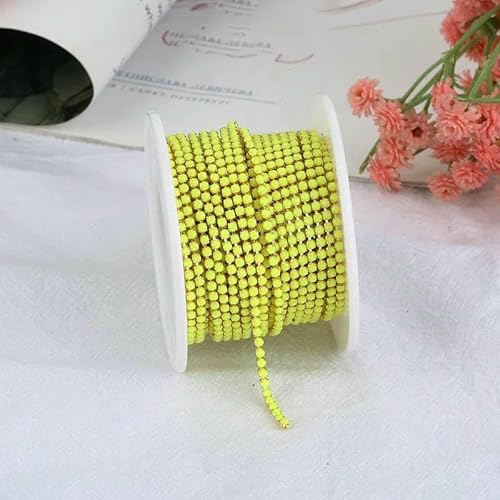 mm Strass-Kettenkette, Splitter/Gold, Unterseite zum Aufnähen, Strass-Kettenbesatz, dekorative Applikation, Acryl-Kristallbesatz, Goldgelb, SS6 (2 mm), 2 Yards von QOVBD