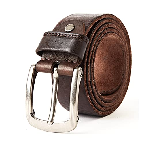 QOXEFPJZ Herren gürtel Herren Leder Top Leder Freizeit Gürtel Vintage Hand Design Nadel Schnalle Leder Gürtel Männer Gürtel (Color : A, Size : 150) von QOXEFPJZ