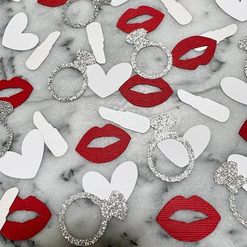 100 Stück Konfetti "Kiss the Miss Goodbye" – Diamant-Lippenstift-Herz-Lippenkonfetti für Brautparty, Verlobung, Hochzeit, Partyzubehör, Miss to Mrs, Junggesellinnenabschied, Party-Dekorationen 100 Stück Konfetti "Kiss the Miss Goodbye" – Diamant-Lippenstift-Herz-Lippenkonfetti für Brautparty, Verlobung, Hochzeit, Partyzubehör, Miss to Mrs, Junggesellinnenabschied, Party-Dekorationen von QPARTYFIRE