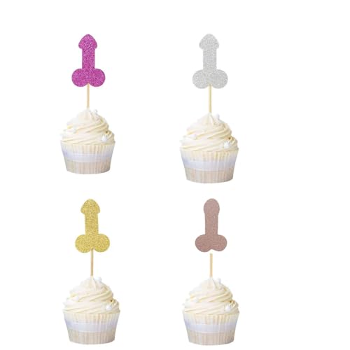 24 Stück Junggesellinnenabschied-Dekorationen, Brautparty, Cupcake-Topper, lustige Party-Dekorationen für Hochzeit, Verlobung, Junggesellenabschied von QPARTYFIRE